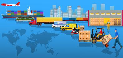 Planes, trains, trucks and other transportation vehicles make world-wide deliveries.